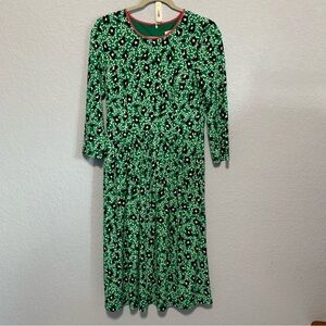 Eliza J Stretchy Green Pleated Floral Midi Dress